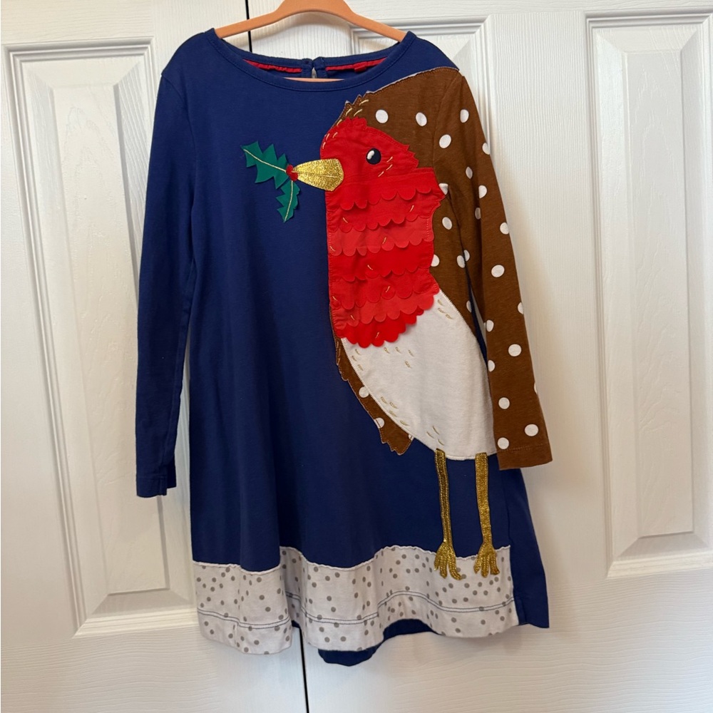 Mini Boden Bird Holiday Christmas Dress